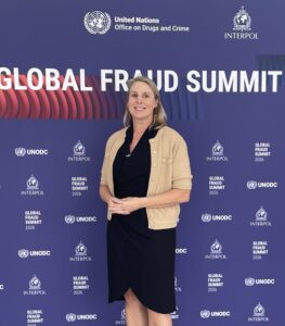 Alison Jimenez presents at United Nations on sextortion.